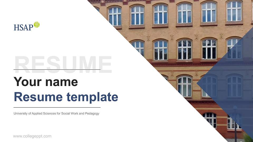 University of Applied Sciences for Social Work and Pedagogy Resume PPT Template16:9 ratio PPT effect preview image
