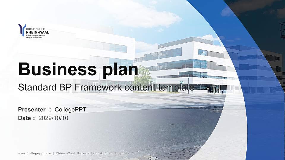 Rhine-Waal University of Applied Sciences Competition/Entrepreneurship Contest PPT Template16:9 ratio PPT effect preview image