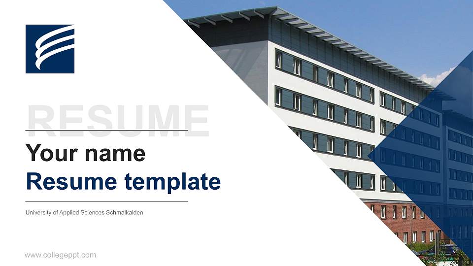 University of Applied Sciences Schmalkalden Resume PPT Template16:9 ratio PPT effect preview image