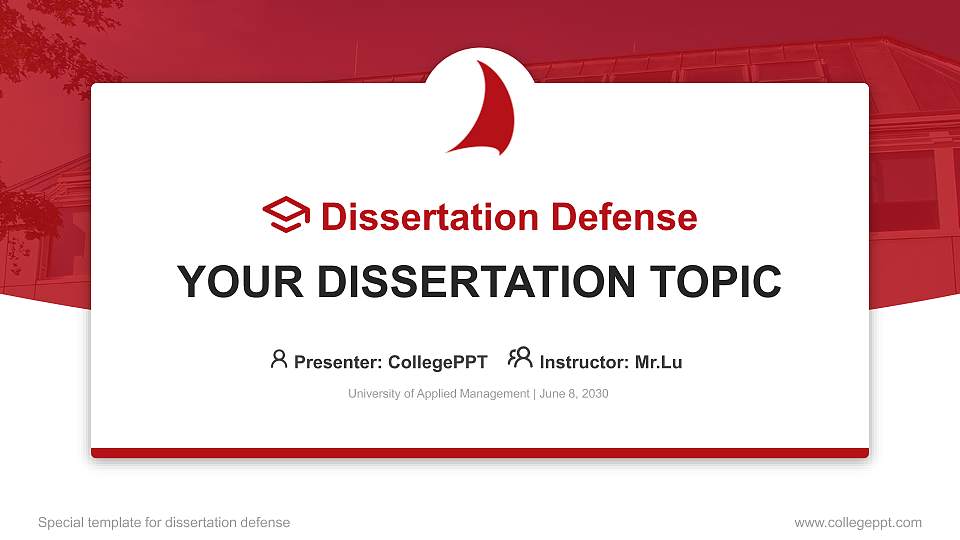 University of Applied Management Graduation Thesis Defense PPT Template16:9 ratio PPT effect preview image1