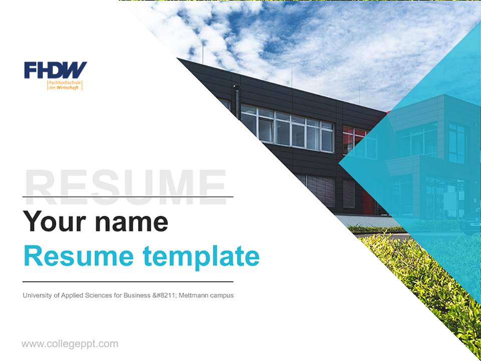 University of Applied Sciences for Business – Mettmann campus Resume PPT Template4:3 ratio PPT effect preview image5