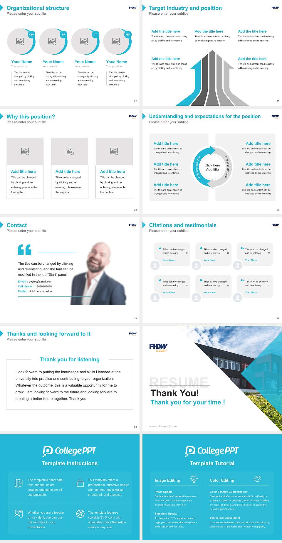 University of Applied Sciences for Business – Mettmann campus Resume PPT Template4:3 ratio PPT effect preview image4