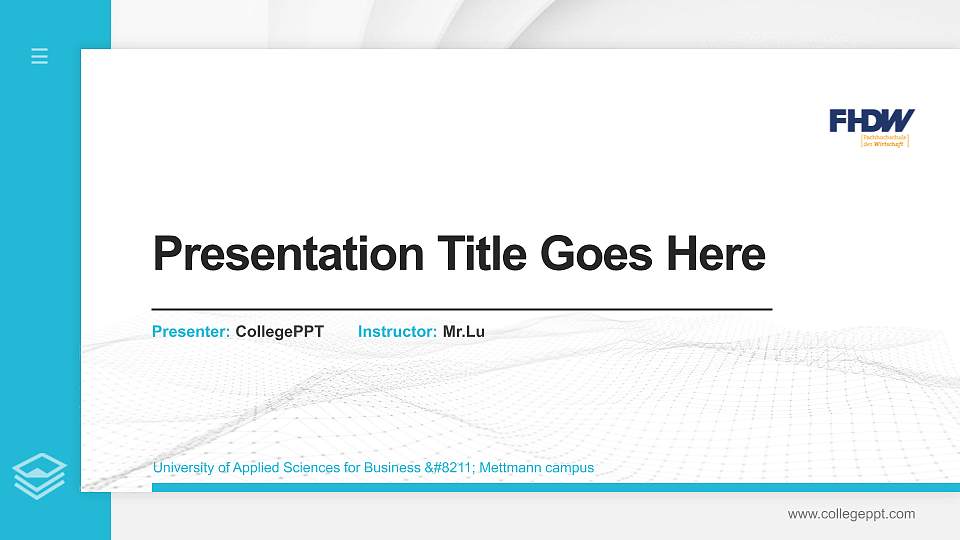 University of Applied Sciences for Business – Mettmann campus Thesis Proposal/Graduation Defense PPT Template16:9 ratio PPT effect preview image
