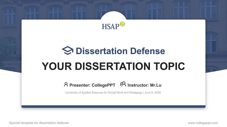 University of Applied Sciences for Social Work and Pedagogy Graduation Thesis Defense PPT Template16:9 ratio PPT effect preview image1