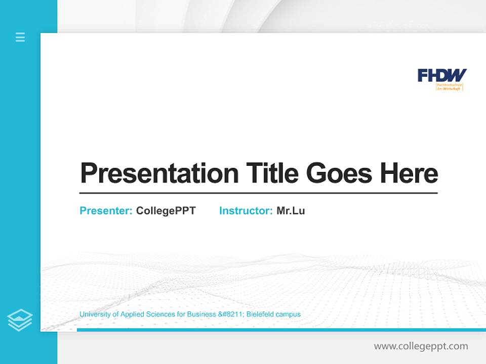 University of Applied Sciences for Business – Bielefeld campus Thesis Proposal/Graduation Defense PPT Template4:3 ratio PPT effect preview image5