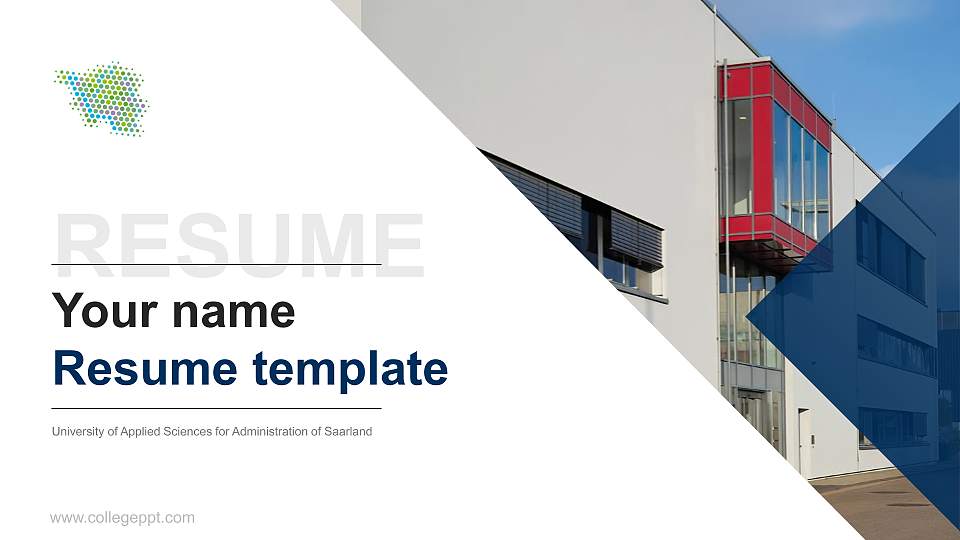 University of Applied Sciences for Administration of Saarland Resume PPT Template16:9 ratio PPT effect preview image