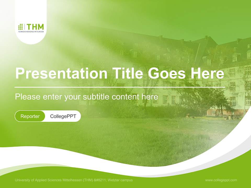 University of Applied Sciences Mittelhessen (THM) – Wetzlar campus Lecture Sharing and Networking Event PPT Template4:3 ratio PPT effect preview image4