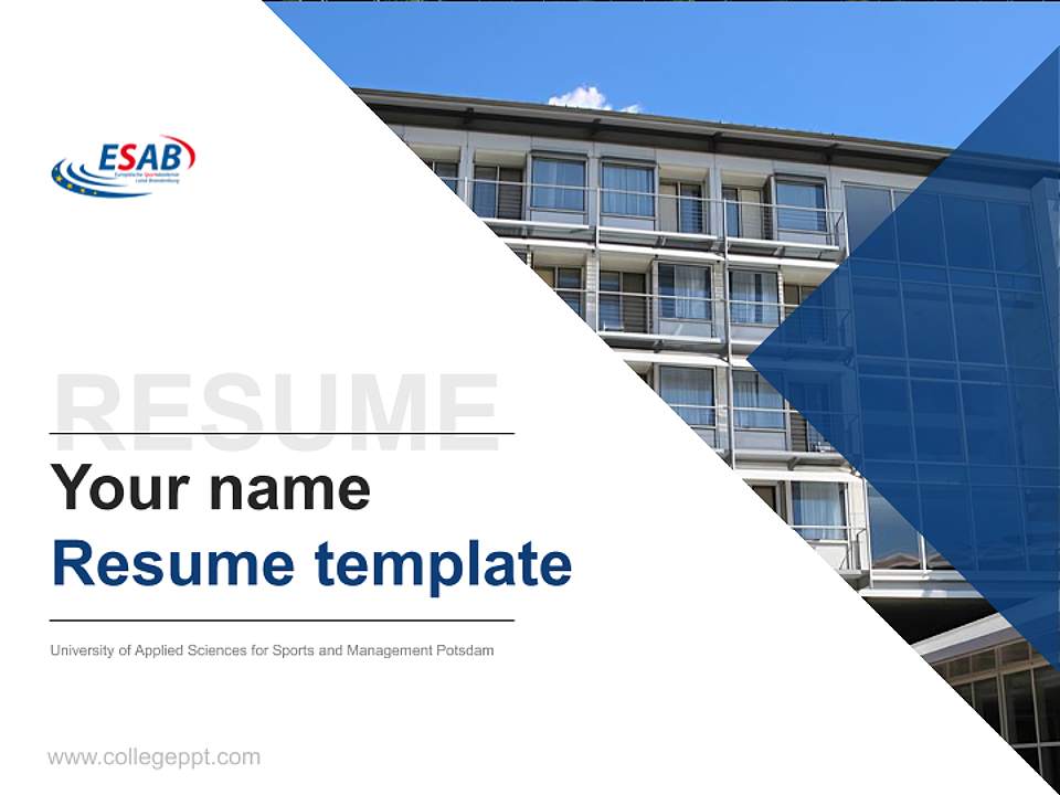 University of Applied Sciences for Sports and Management Potsdam Resume PPT Template4:3 ratio PPT effect preview image5