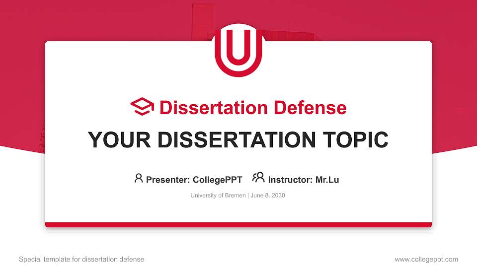 University of Bremen Graduation Thesis Defense PPT Template16:9 ratio PPT effect preview image