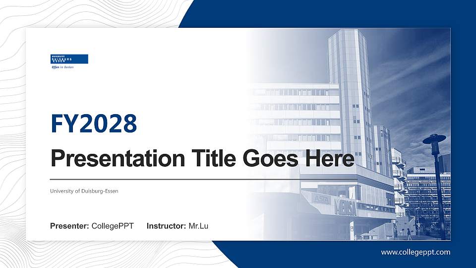 University of Duisburg-Essen Academic Presentation/Research Findings Report PPT Template16:9 ratio PPT effect preview image