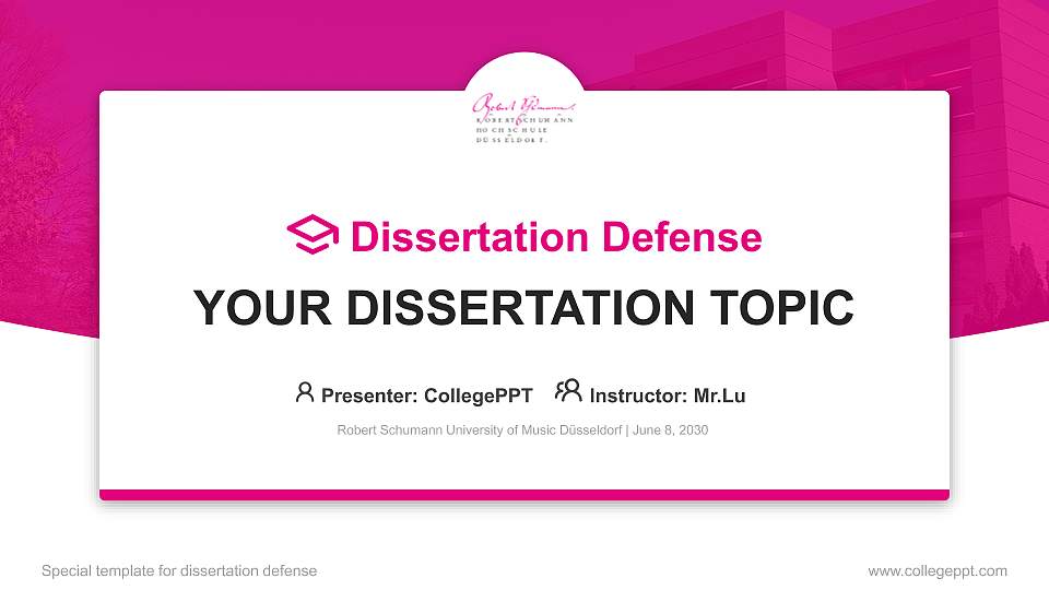 Robert Schumann University of Music Düsseldorf Graduation Thesis Defense PPT Template16:9 ratio PPT effect preview image