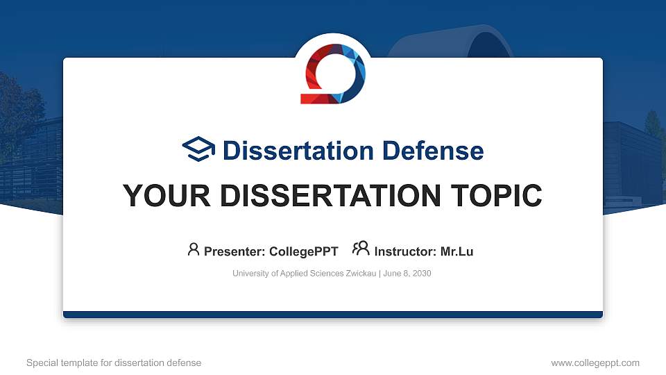 University of Applied Sciences Zwickau Graduation Thesis Defense PPT Template16:9 ratio PPT effect preview image