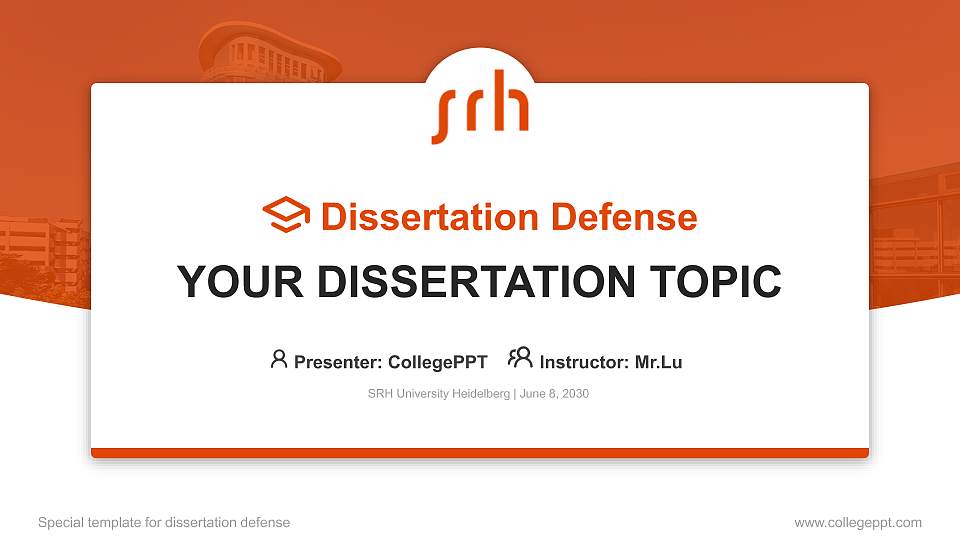 SRH University Heidelberg Graduation Thesis Defense PPT Template16:9 ratio PPT effect preview image