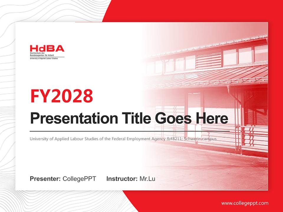 University of Applied Labour Studies of the Federal Employment Agency – Schwerin campus Academic Presentation/Research Findings Report PPT Template4:3 ratio PPT effect preview image5