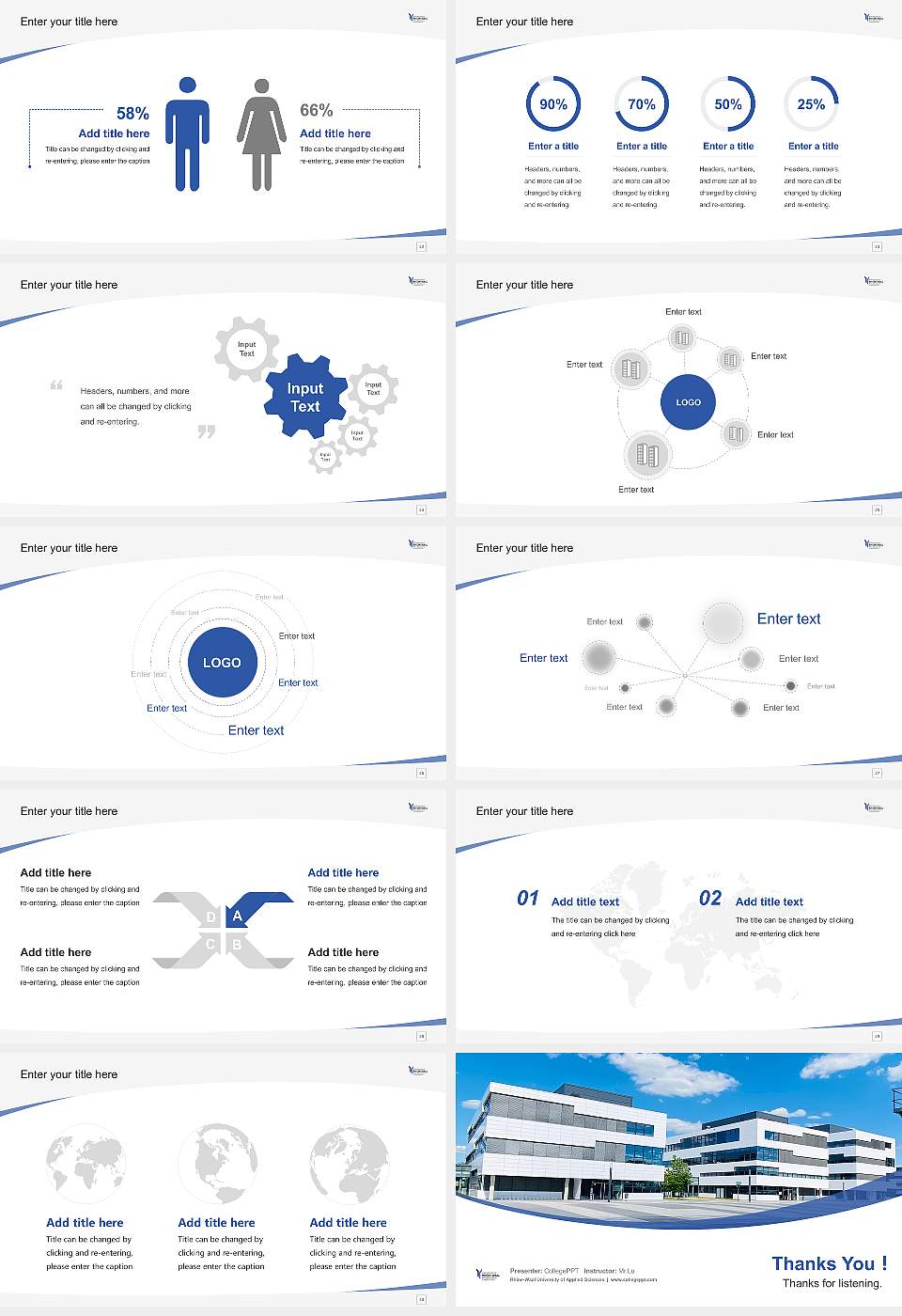 Rhine-Waal University of Applied Sciences Course/Courseware Creation PPT Template16:9 ratio PPT effect preview image4