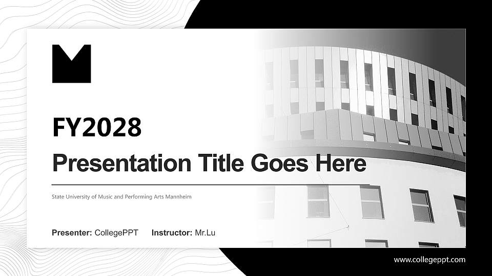 State University of Music and Performing Arts Mannheim Academic Presentation/Research Findings Report PPT Template16:9 ratio PPT effect preview image