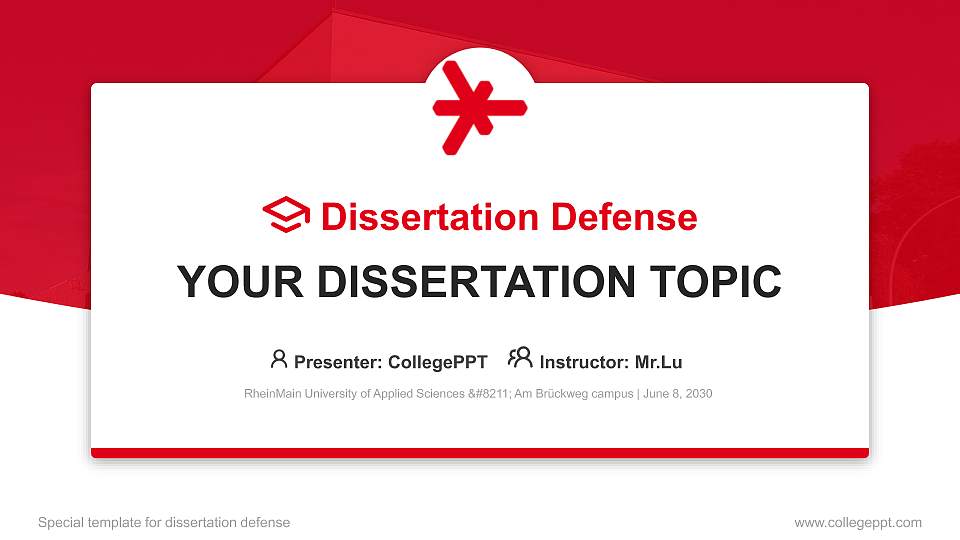 RheinMain University of Applied Sciences – Am Brückweg campus Graduation Thesis Defense PPT Template16:9 ratio PPT effect preview image