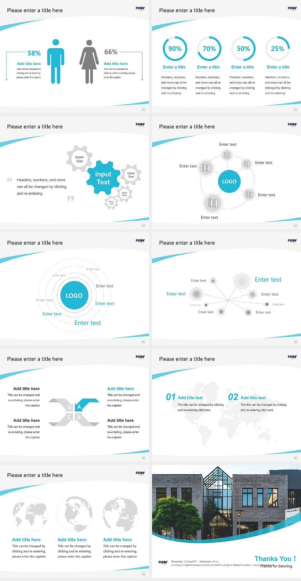 University of Applied Sciences for Business – Bergisch Gladbach campus Course/Courseware Creation PPT Template4:3 ratio PPT effect preview image4