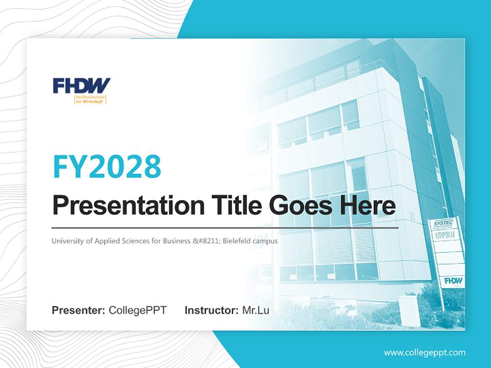 University of Applied Sciences for Business – Bielefeld campus Academic Presentation/Research Findings Report PPT Template4:3 ratio PPT effect preview image5