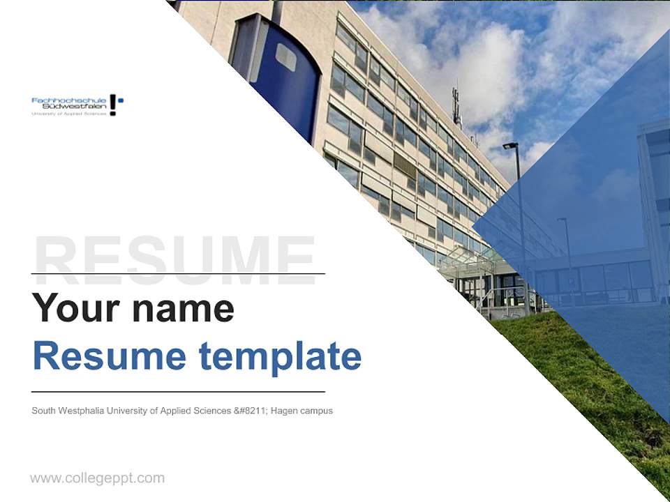 South Westphalia University of Applied Sciences – Hagen campus Resume PPT Template4:3 ratio PPT effect preview image5