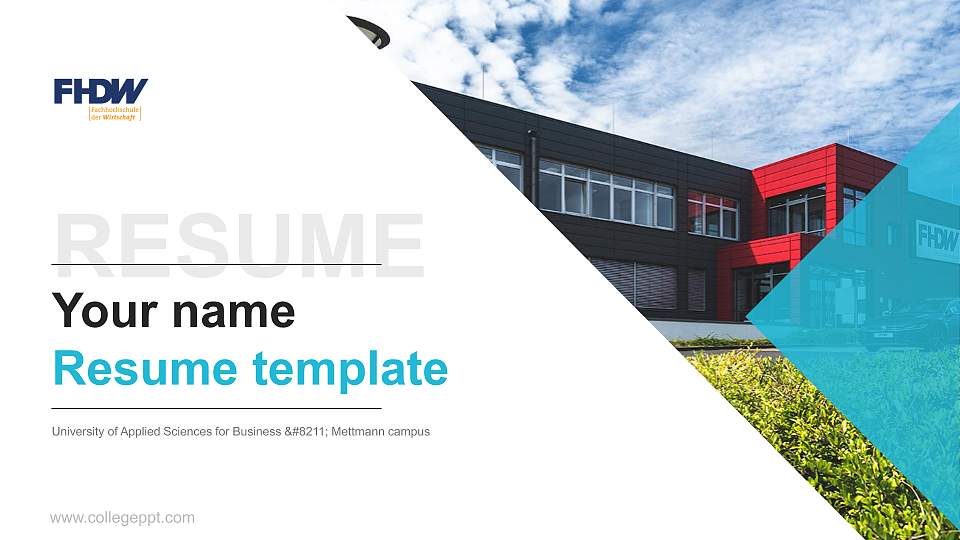 University of Applied Sciences for Business – Mettmann campus Resume PPT Template16:9 ratio PPT effect preview image