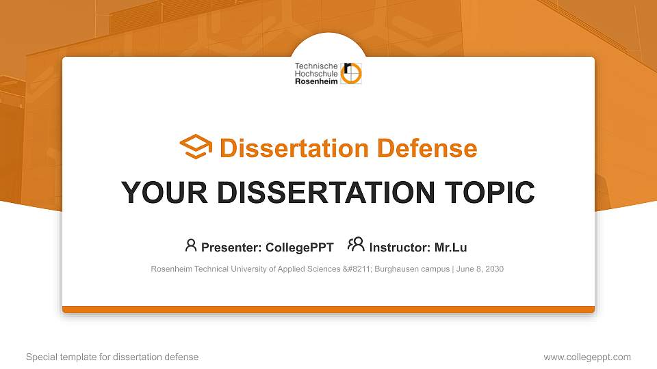 Rosenheim Technical University of Applied Sciences – Burghausen campus Graduation Thesis Defense PPT Template16:9 ratio PPT effect preview image