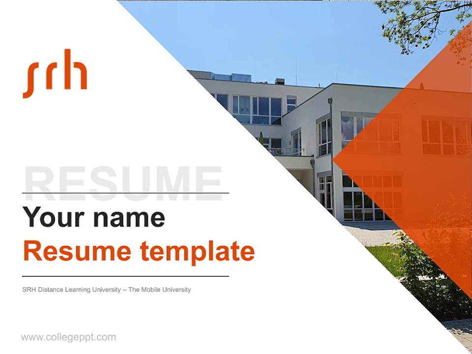SRH Distance Learning University – The Mobile University Resume PPT Template4:3 ratio PPT effect preview image5
