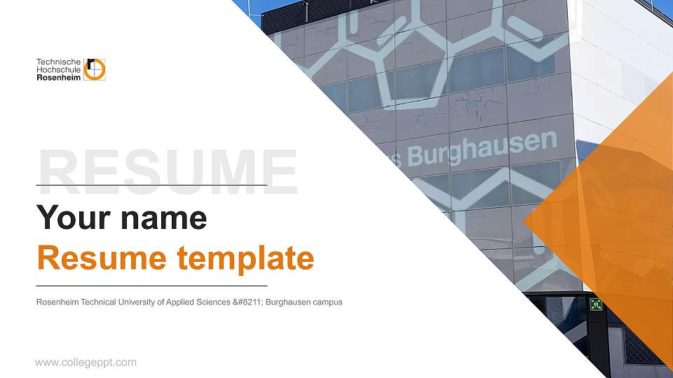Rosenheim Technical University of Applied Sciences – Burghausen campus Resume PPT Template16:9 ratio PPT effect preview image