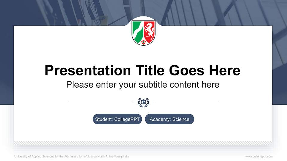 University of Applied Sciences for the Administration of Justice North Rhine-Westphalia National Scholarship Defense PPT Template16:9 ratio PPT effect preview image