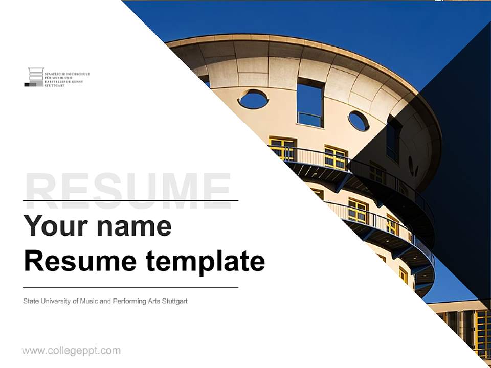 State University of Music and Performing Arts Stuttgart Resume PPT Template4:3 ratio PPT effect preview image5