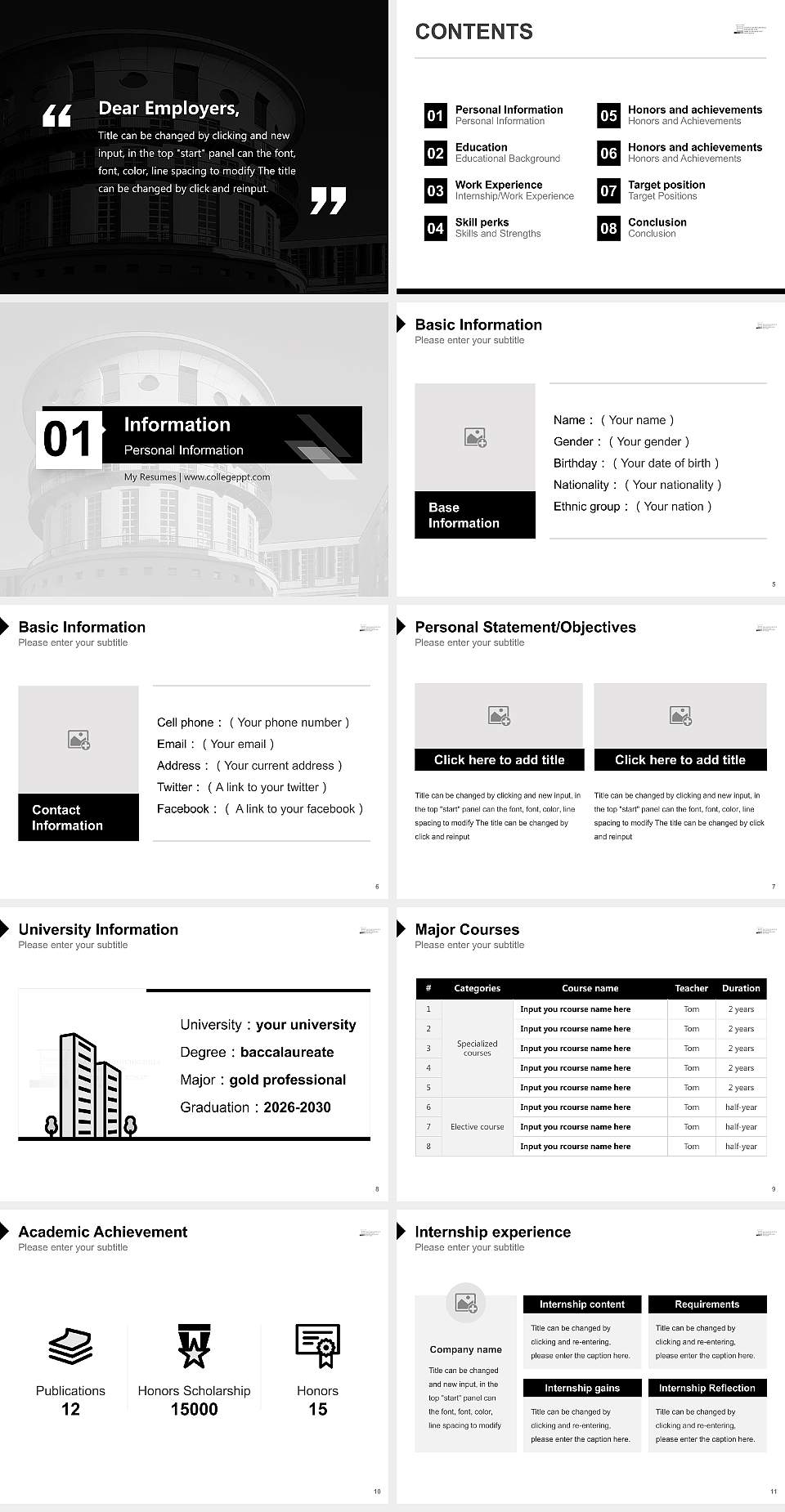 State University of Music and Performing Arts Stuttgart Resume PPT Template4:3 ratio PPT effect preview image2