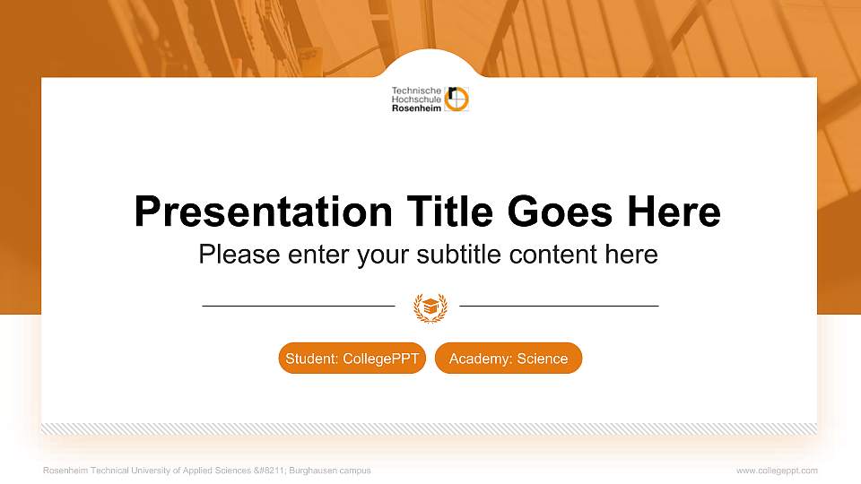 Rosenheim Technical University of Applied Sciences – Burghausen campus National Scholarship Defense PPT Template16:9 ratio PPT effect preview image