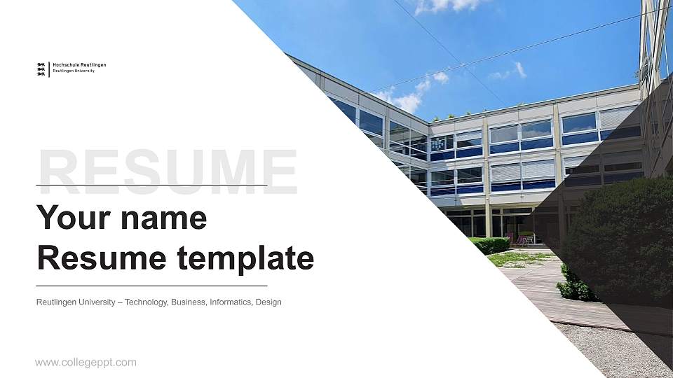 Reutlingen University – Technology, Business, Informatics, Design Resume PPT Template16:9 ratio PPT effect preview image