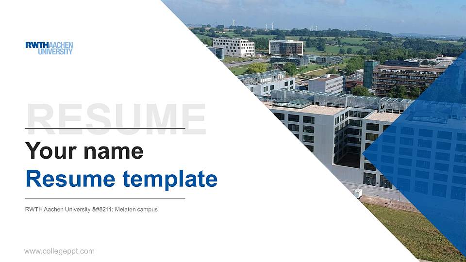 RWTH Aachen University – Melaten campus Resume PPT Template16:9 ratio PPT effect preview image