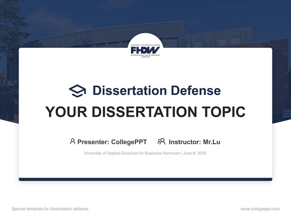 University of Applied Sciences for Business Hannover Graduation Thesis Defense PPT Template4:3 ratio PPT effect preview image7