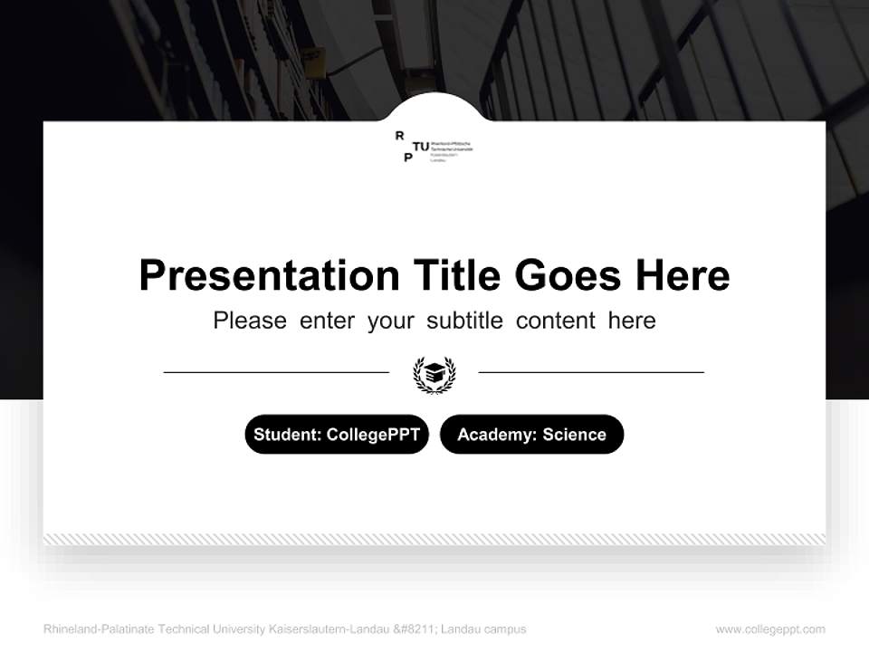 Rhineland-Palatinate Technical University Kaiserslautern-Landau – Landau campus National Scholarship Defense PPT Template4:3 ratio PPT effect preview image4