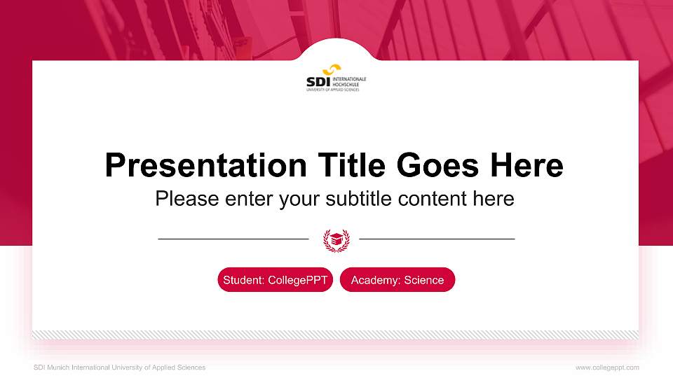 SDI Munich International University of Applied Sciences National Scholarship Defense PPT Template16:9 ratio PPT effect preview image