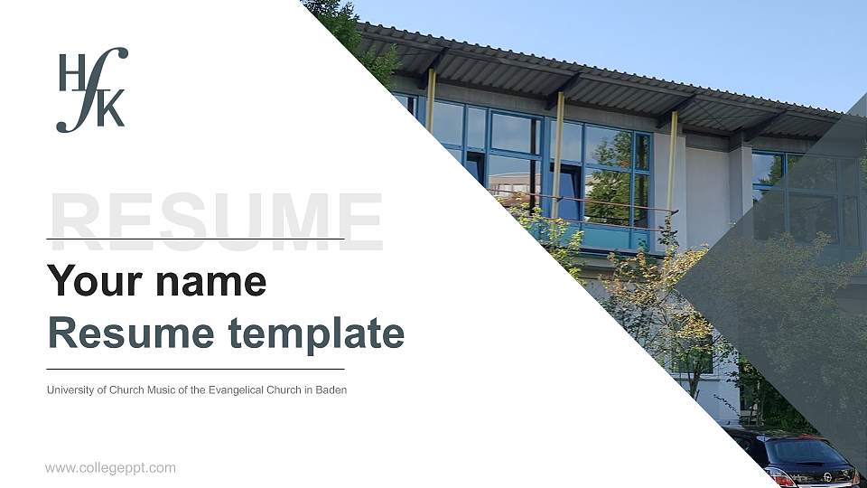 University of Church Music of the Evangelical Church in Baden Resume PPT Template16:9 ratio PPT effect preview image
