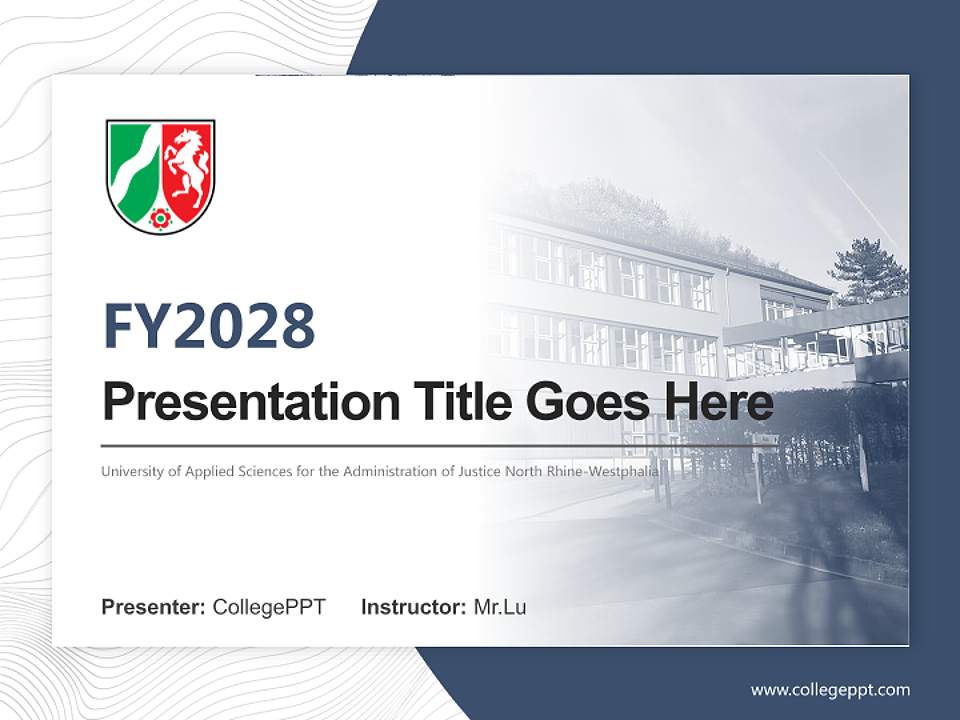 University of Applied Sciences for the Administration of Justice North Rhine-Westphalia Academic Presentation/Research Findings Report PPT Template4:3 ratio PPT effect preview image5