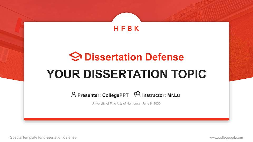 University of Fine Arts of Hamburg Graduation Thesis Defense PPT Template16:9 ratio PPT effect preview image