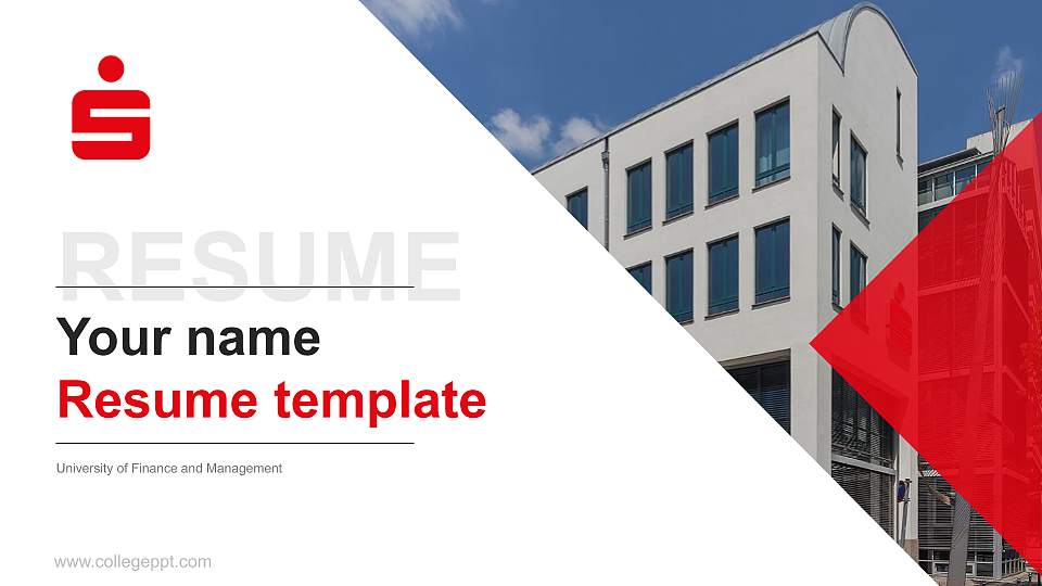University of Finance and Management Resume PPT Template16:9 ratio PPT effect preview image
