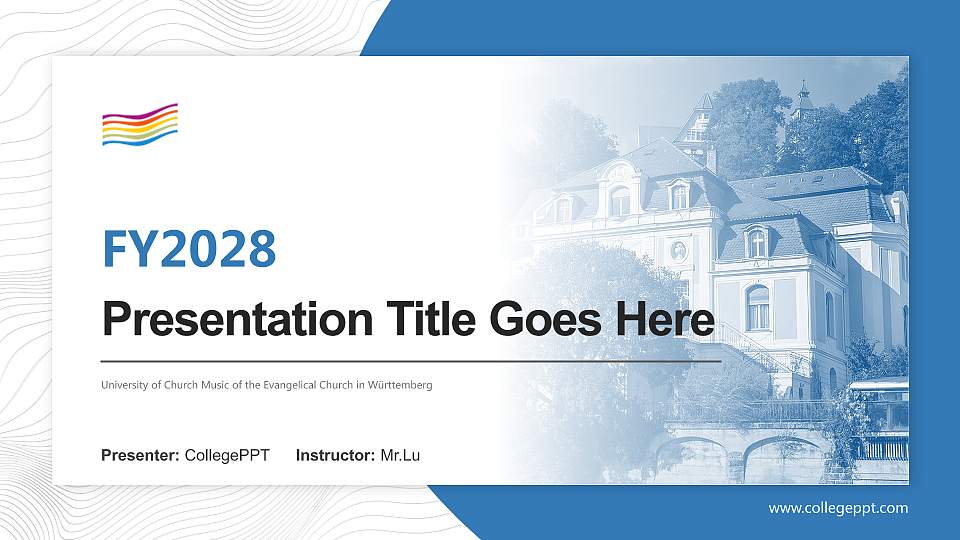 University of Church Music of the Evangelical Church in Württemberg Academic Presentation/Research Findings Report PPT Template16:9 ratio PPT effect preview image