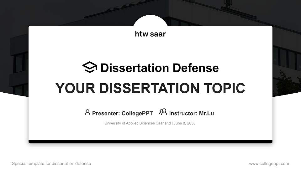 University of Applied Sciences Saarland Graduation Thesis Defense PPT Template16:9 ratio PPT effect preview image