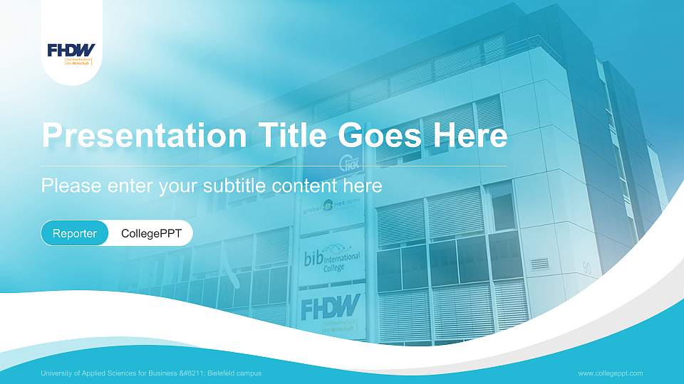 University of Applied Sciences for Business – Bielefeld campus Lecture Sharing and Networking Event PPT Template16:9 ratio PPT effect preview image