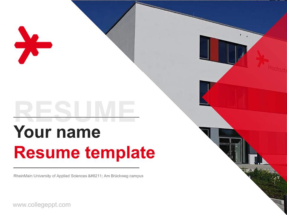 RheinMain University of Applied Sciences – Am Brückweg campus Resume PPT Template4:3 ratio PPT effect preview image5