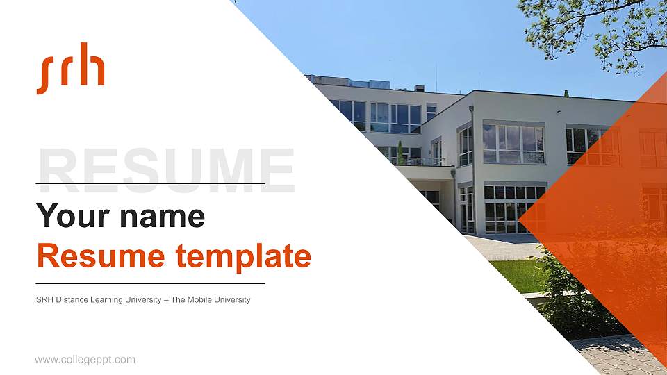 SRH Distance Learning University – The Mobile University Resume PPT Template16:9 ratio PPT effect preview image
