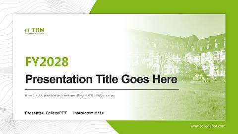 University of Applied Sciences Mittelhessen (THM) – Wetzlar campus Academic Presentation/Research Findings Report PPT Template