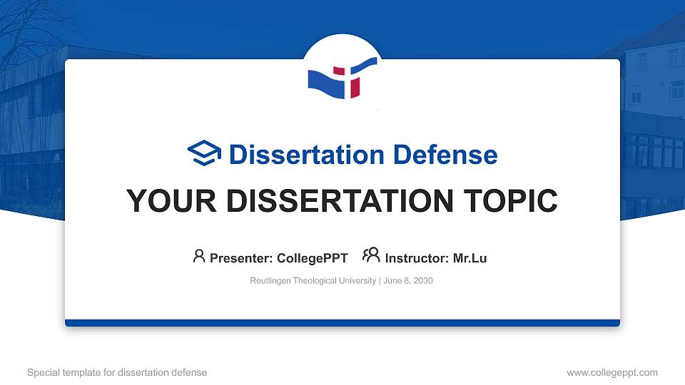Reutlingen Theological University Graduation Thesis Defense PPT Template16:9 ratio PPT effect preview image