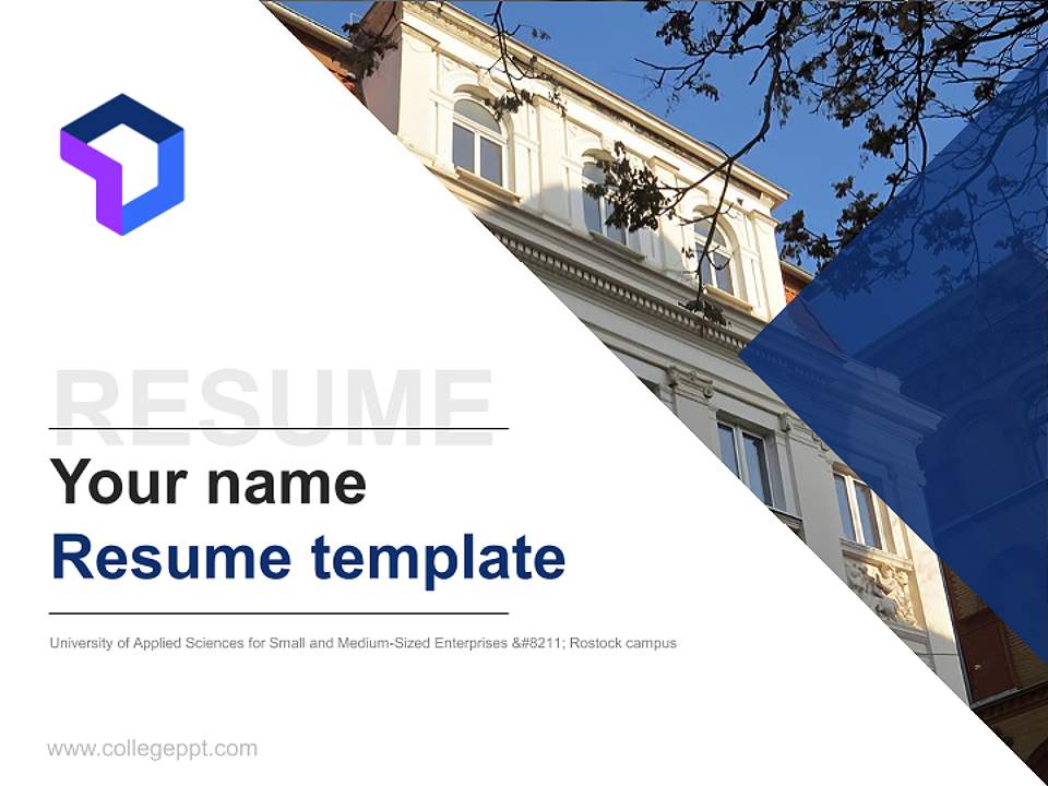 University of Applied Sciences for Small and Medium-Sized Enterprises – Rostock campus Resume PPT Template4:3 ratio PPT effect preview image5