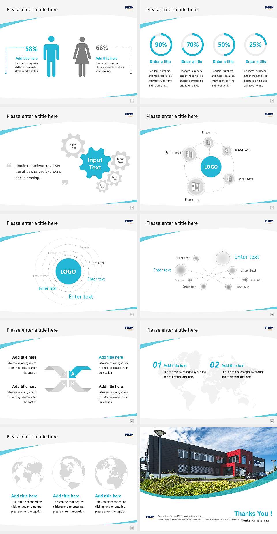 University of Applied Sciences for Business – Mettmann campus Course/Courseware Creation PPT Template4:3 ratio PPT effect preview image4